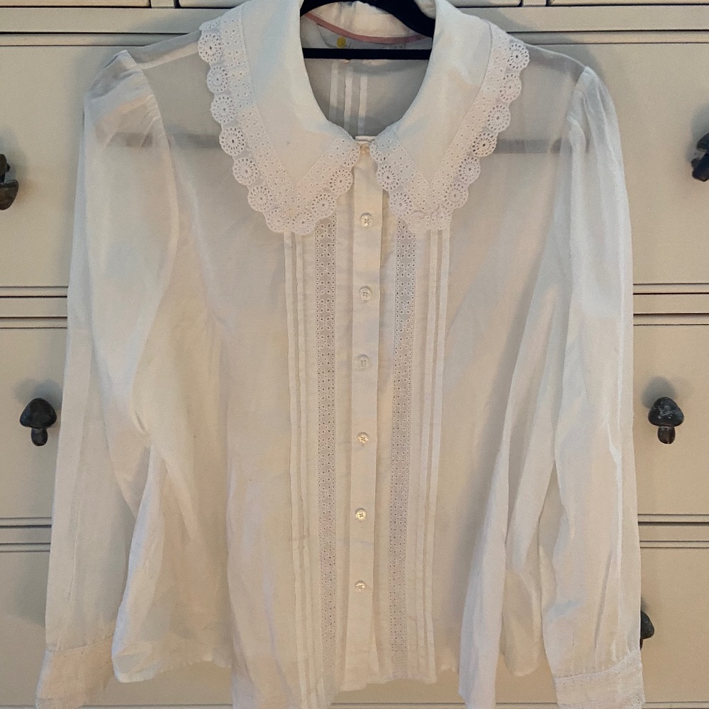 Boden  Cotton Ruffled Collar Shirt
